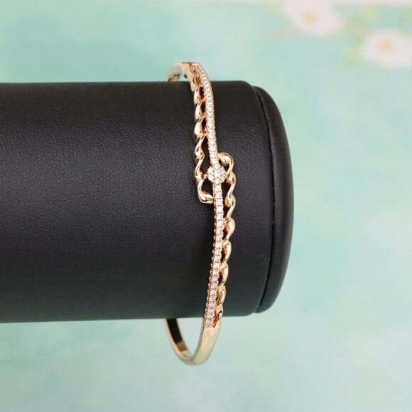 Rose Gold Designer Bangle with Diamond Accent & Twisted Detailing, XPBL0591 - Picture 8 of 12